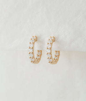 Hoop Stud Earrings with 0.66 TCW Round Cut Moissanite