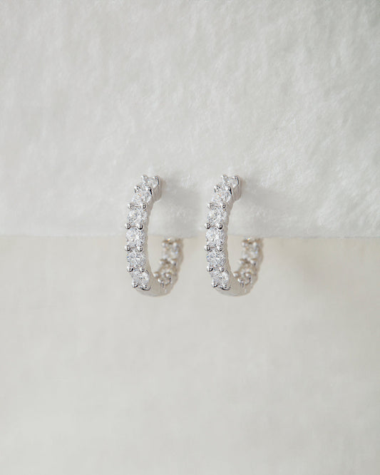 Hoop Stud Earrings with 0.66 TCW Round Cut Moissanite