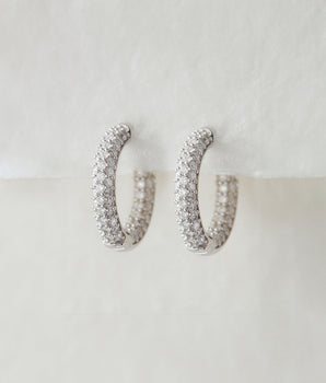 Hoop Stud Earrings with 1.0 TCW Round Cut Moissanite