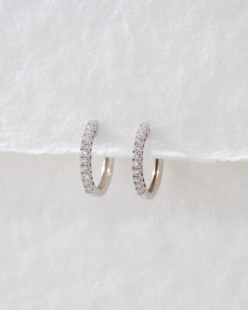 Hoops Stud Earrings with 0.10 TCW Round Cut Moissanite