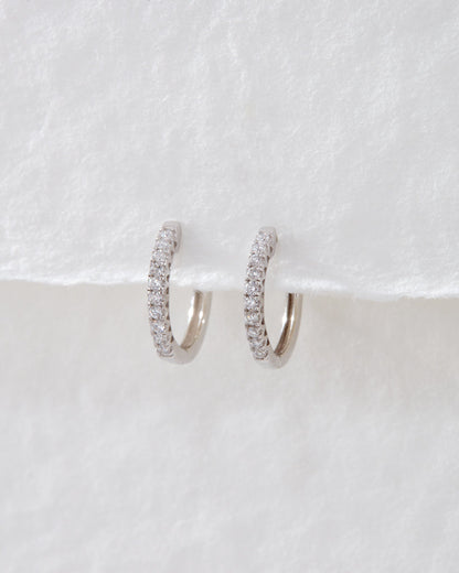 Hoops Stud Earrings with 0.10 TCW Round Cut Moissanite
