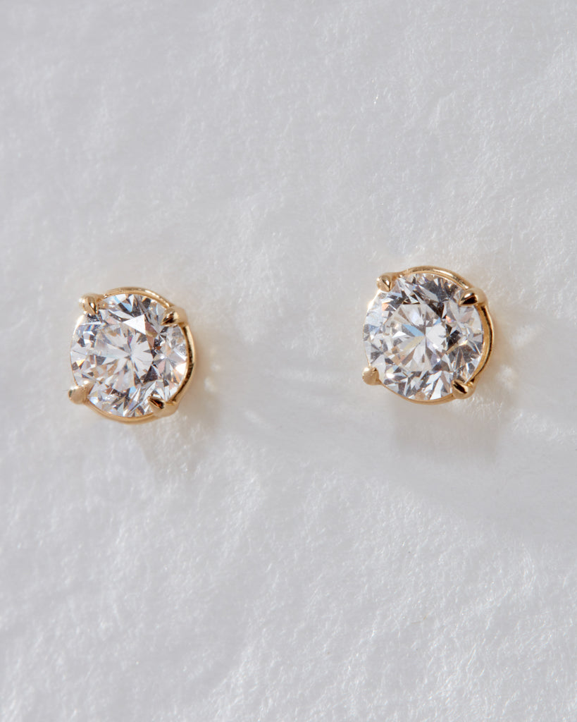 Bezel Stud Earrings with 1.0 CT Round Cut Moissanite