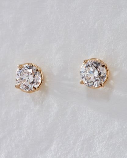 Bezel Stud Earrings with 1.0 CT Round Cut Moissanite