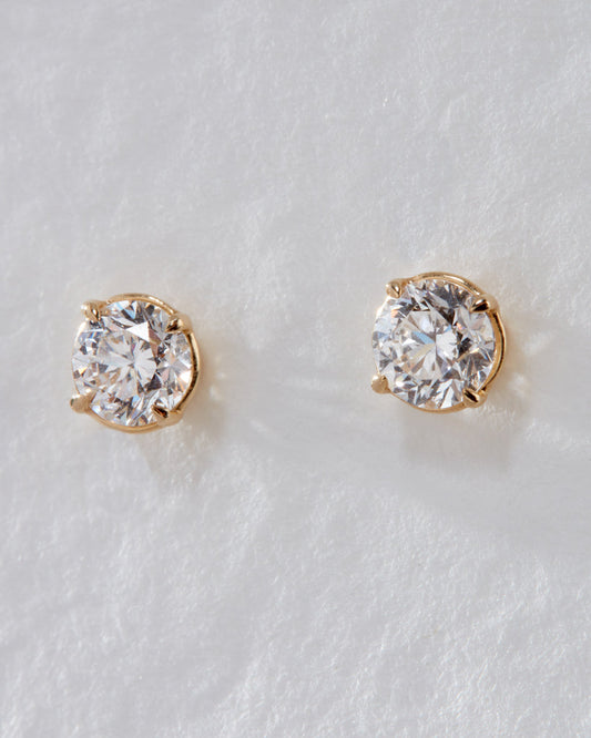 Bezel Stud Earrings with 1.0 CT Round Cut Moissanite