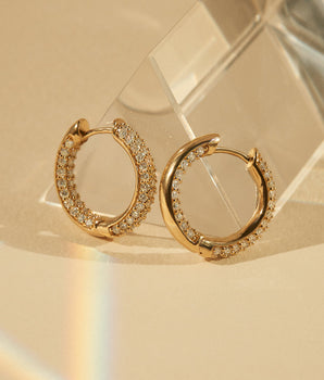 Hoop Stud Earrings with 1.0 TCW Round Cut Moissanite