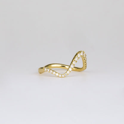 0.28 TCW Round Lab Grown Diamond Curved Pave Wedding Band