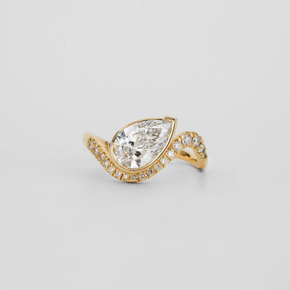 1.51 - 2.50 CT Pear Lab Grown Diamond Unique Pave Engagement Ring