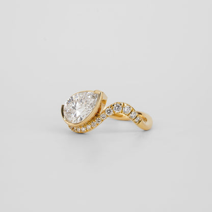 1.51 - 2.50 CT Pear Lab Grown Diamond Unique Pave Engagement Ring