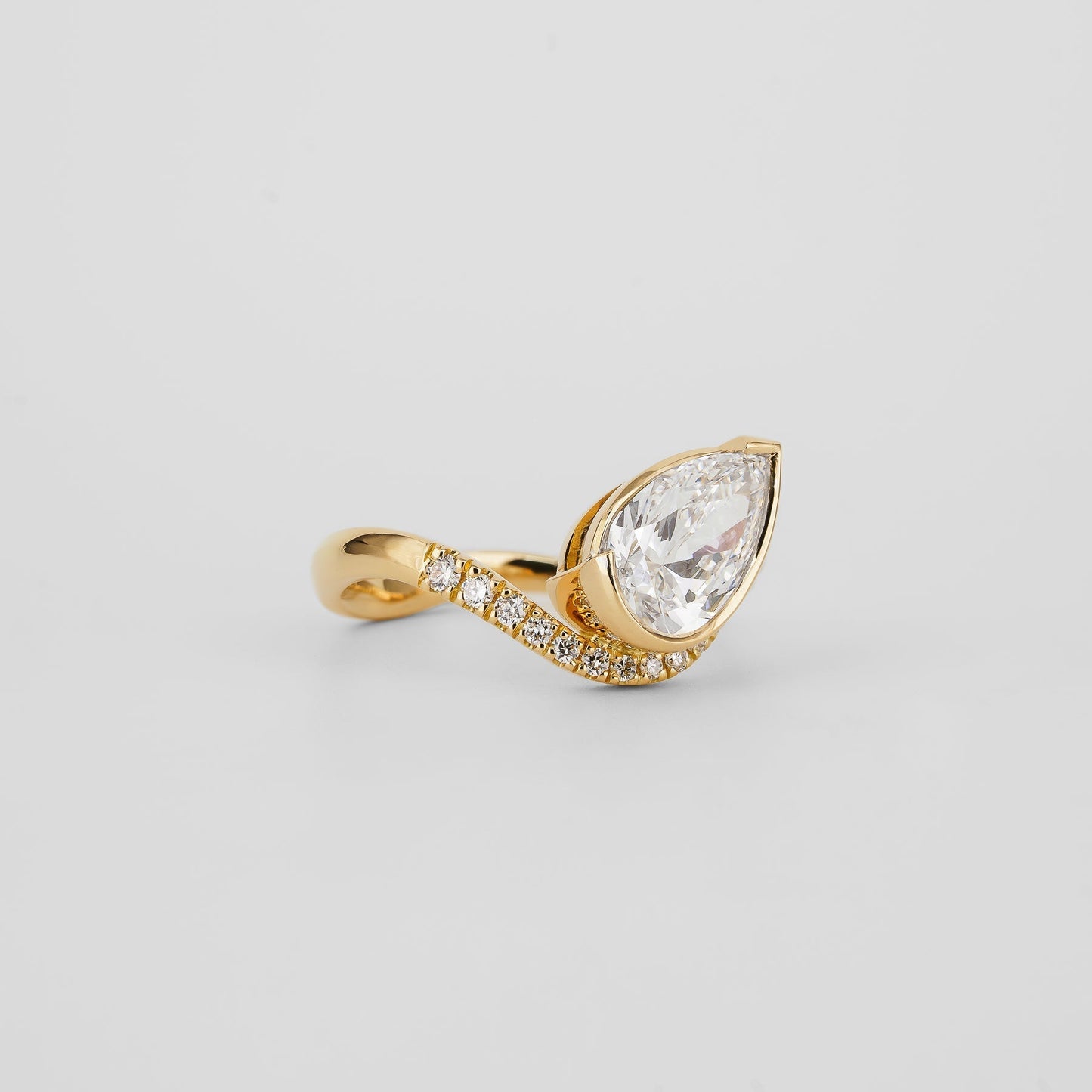 1.51 - 2.50 CT Pear Lab Grown Diamond Unique Pave Engagement Ring