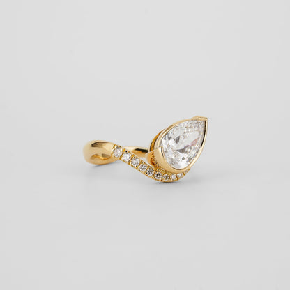 1.51 - 2.50 CT Pear Lab Grown Diamond Unique Pave Engagement Ring