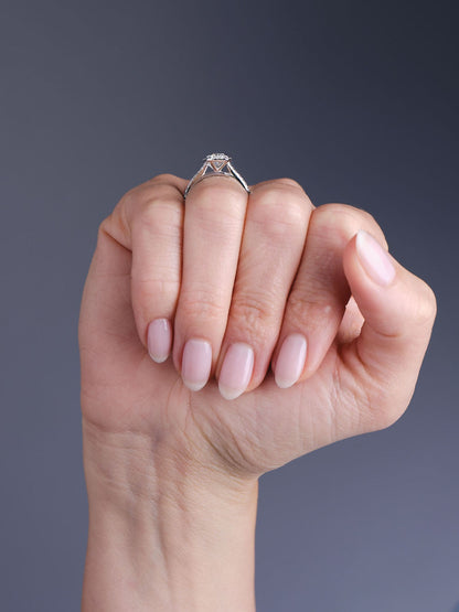 Halo Ring with 1.0 CT Radiant Cut Moissanite