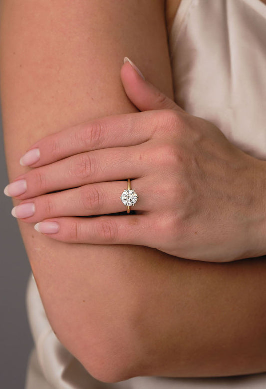 Solitaire Ring with 3.0 CT Round Cut Moissanite