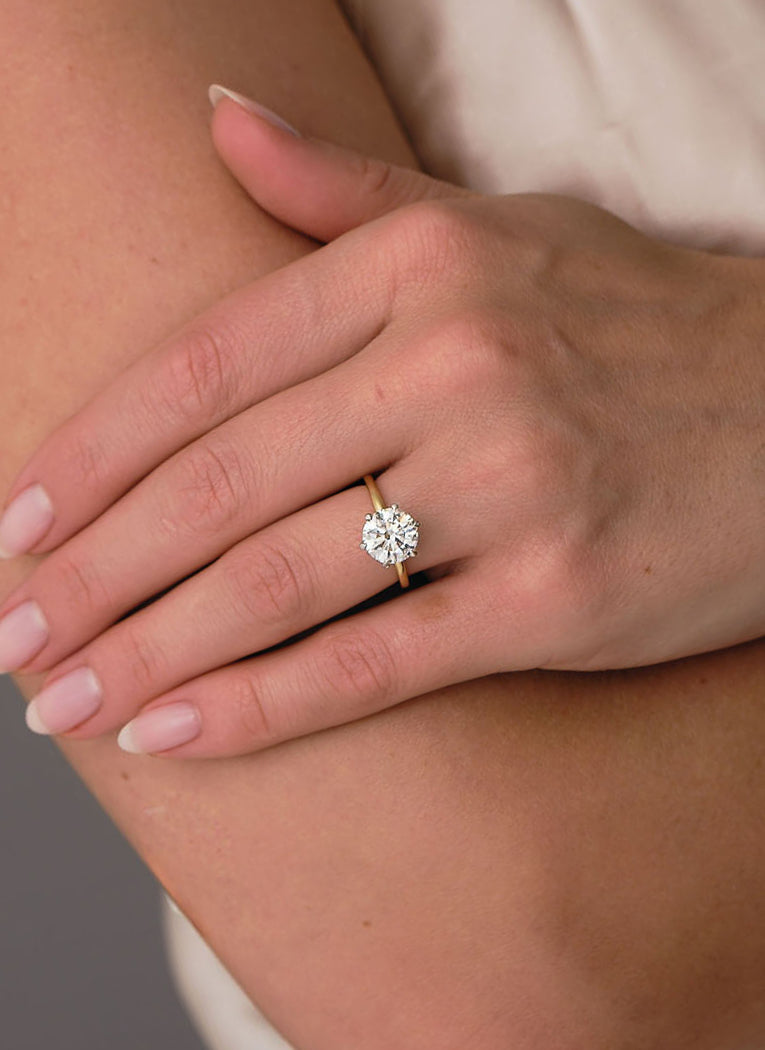 Solitaire Ring with 3.0 CT Round Cut Moissanite
