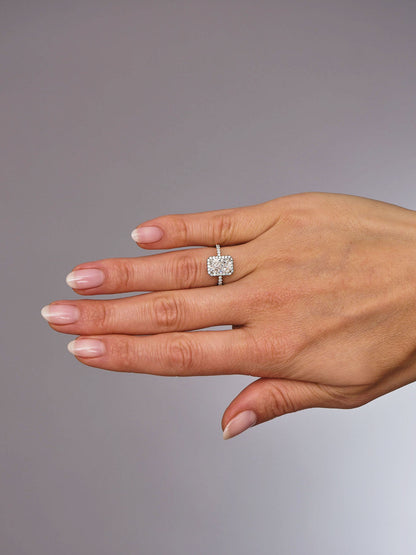 Halo Ring with 2.0 CT Radiant Cut Moissanite