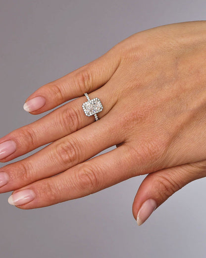 Halo Ring with 2.0 CT Radiant Cut Moissanite