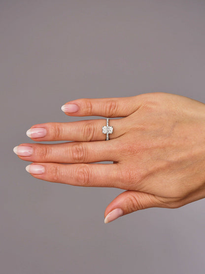 Hidden Halo Ring with 2.0 CT Radiant Cut Moissanite