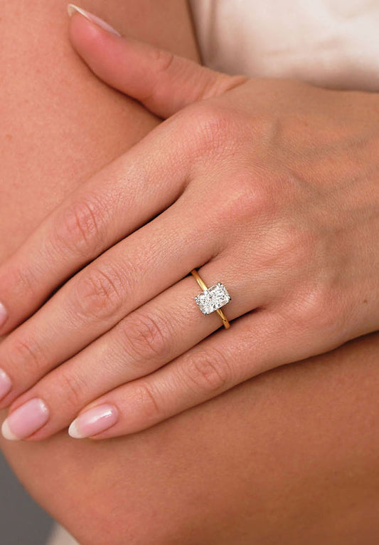 Solitaire Ring with 2.0 CT Elongated Cushion Cut Moissanite