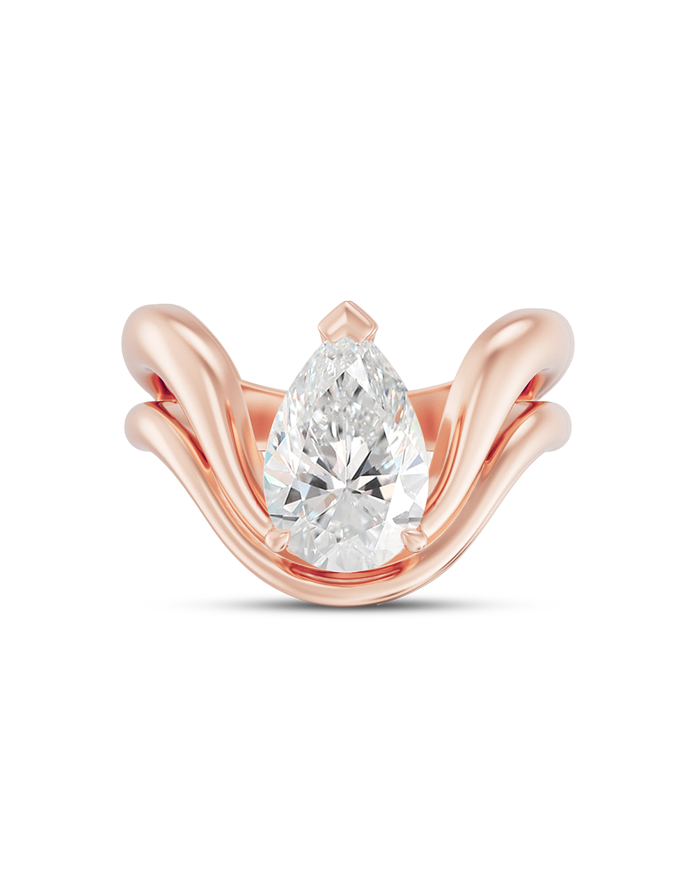 Ariane- Pear Double Band Curved Style Lab Grown Diamond Engagement Ring