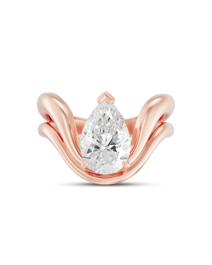Ariane- Pear Double Band Curved Style Lab Grown Diamond Engagement Ring