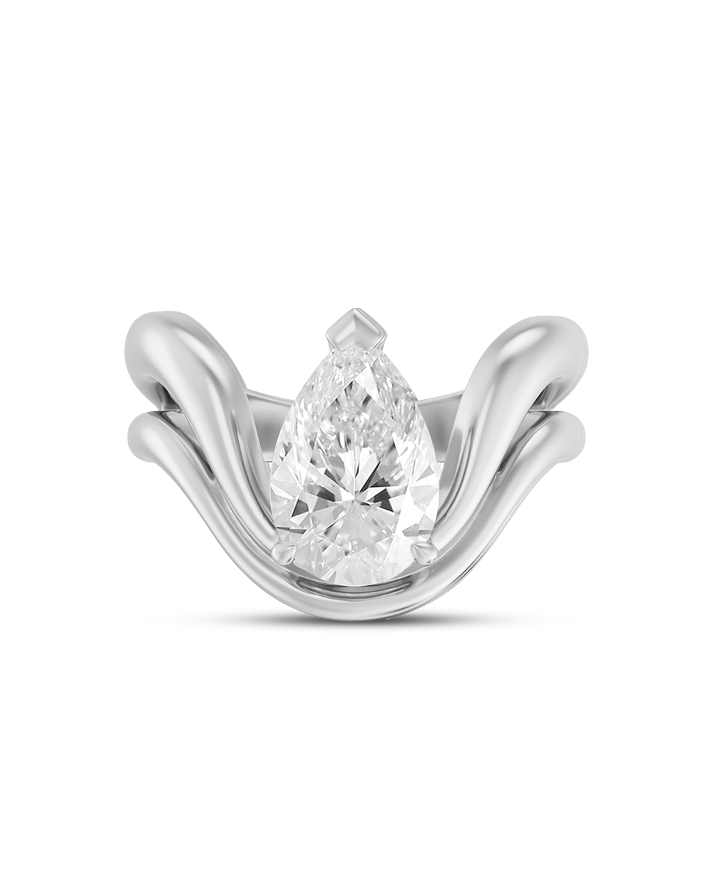 Ariane- Pear Double Band Curved Style Lab Grown Diamond Engagement Ring