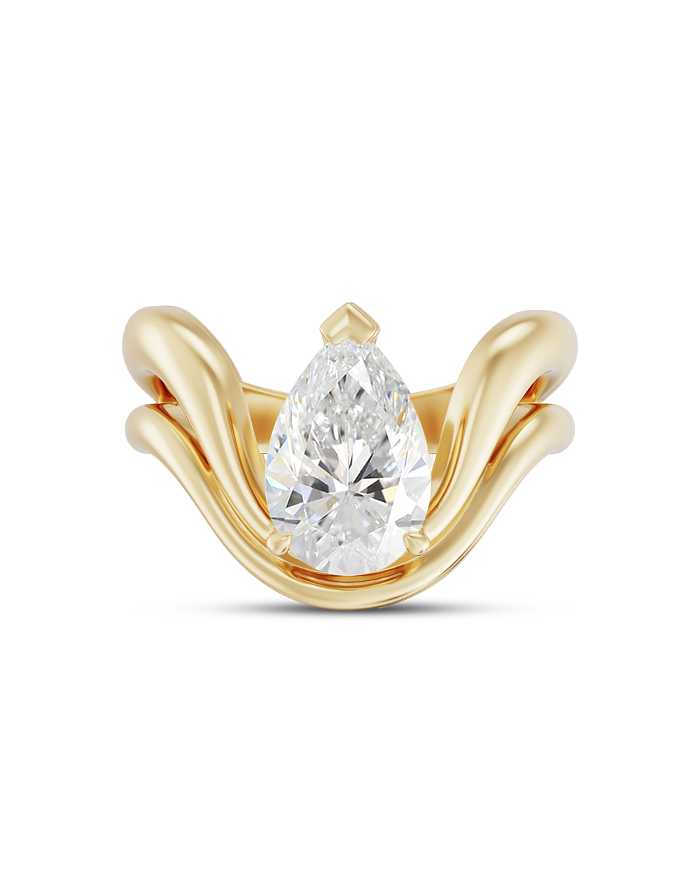 Ariane- Pear Double Band Curved Style Lab Grown Diamond Engagement Ring