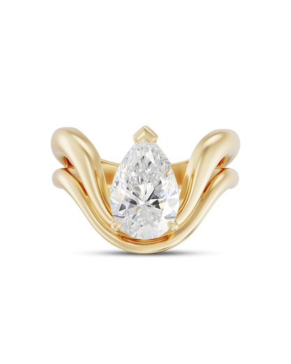 Ariane- Pear Double Band Curved Style Lab Grown Diamond Engagement Ring