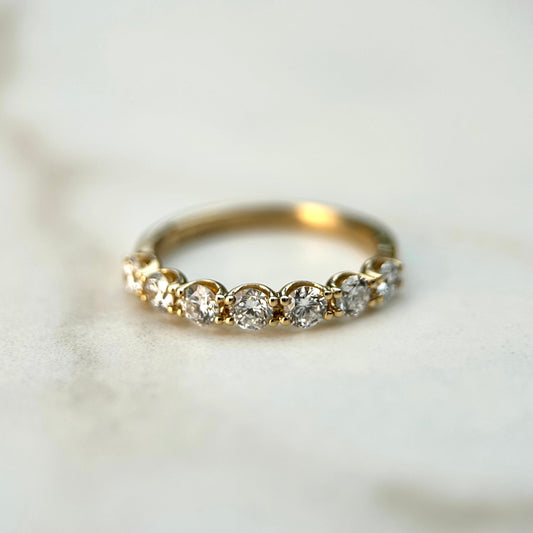 0.70 TCW Round Lab Grown Diamond Half Eternity Wedding Band
