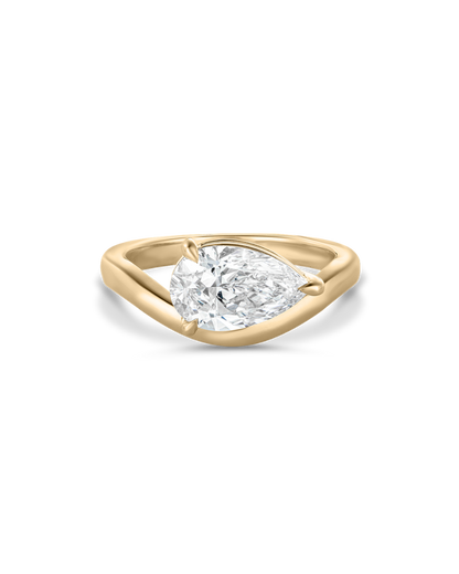 Celine- East West Pear Floating Style Diamond Solitaire Lab Grown Diamond Engagement Ring