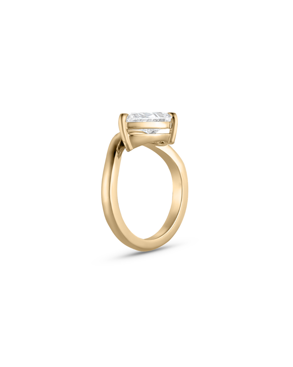 Celine- East West Pear Floating Style Diamond Solitaire Lab Grown Diamond Engagement Ring