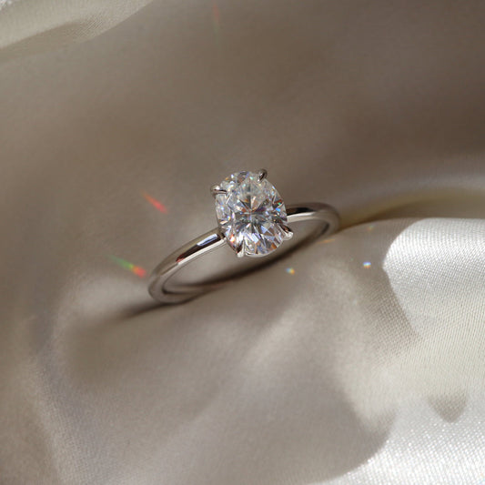 Solitaire Ring with 1.50 CT Oval Moissanite