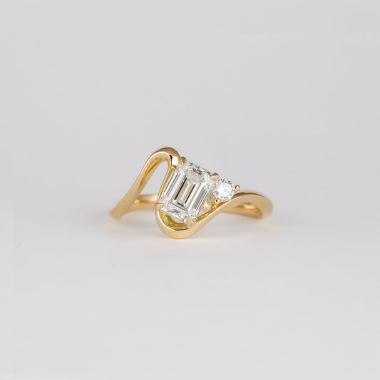 1.0 - 3.0 CT Emerald Cut Lab Grown Diamond unique Engagement ring