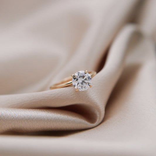 Solitaire Ring with 2.0 CT Round Cut Moissanite