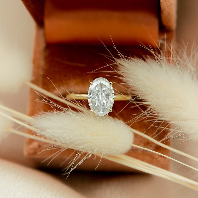 Solitaire Ring with 3.50 CT Oval Cut Moissanite