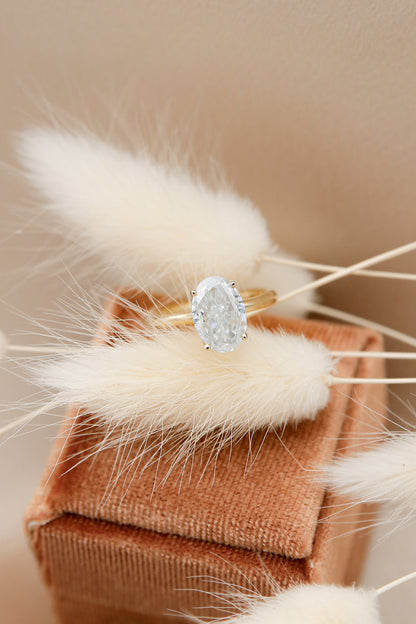 Solitaire Ring with 3.50 CT Oval Cut Moissanite