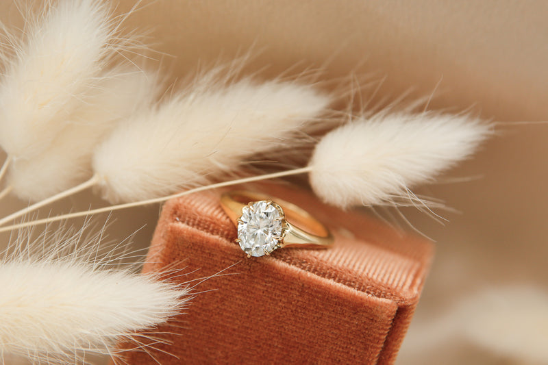 Solitaire Ring with 2.0 CT Oval Cut Moissanite