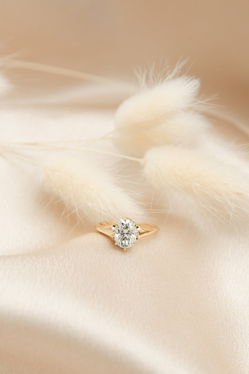 Solitaire Ring with 2.0 CT Oval Cut Moissanite