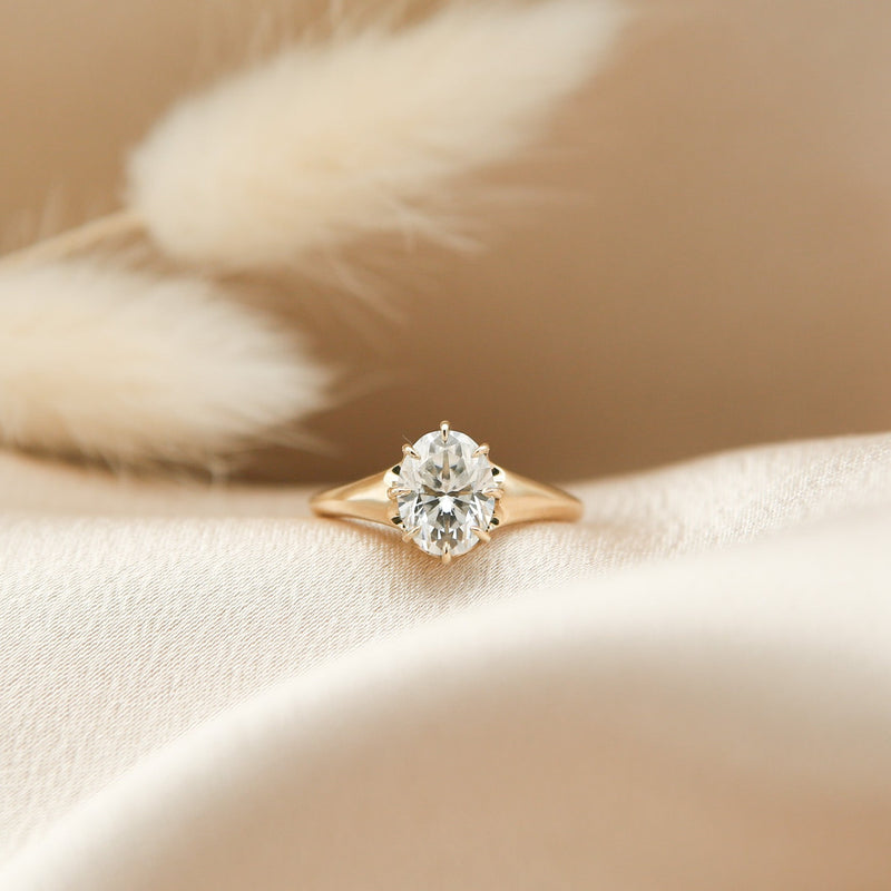 Solitaire Ring with 2.0 CT Oval Cut Moissanite