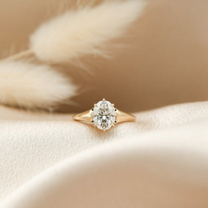 Solitaire Ring with 2.0 CT Oval Cut Moissanite