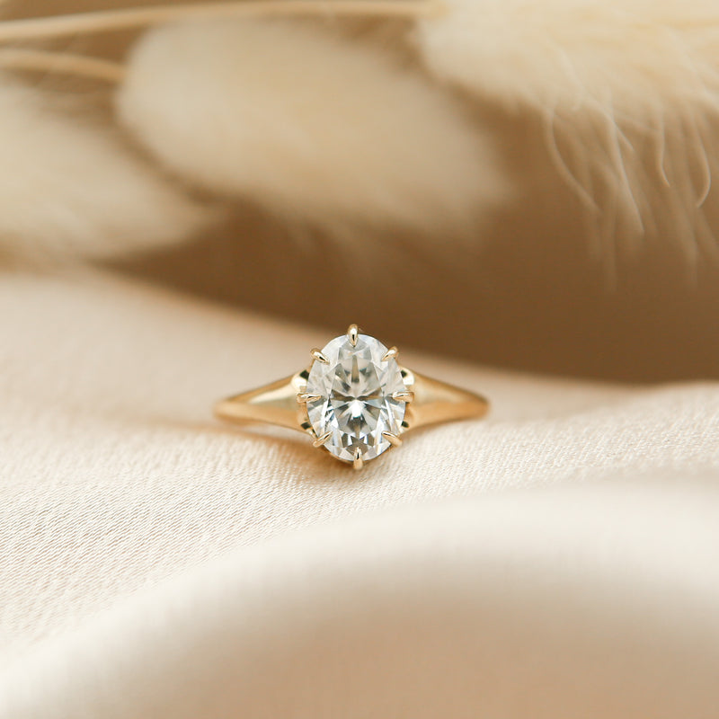 Solitaire Ring with 2.0 CT Oval Cut Moissanite