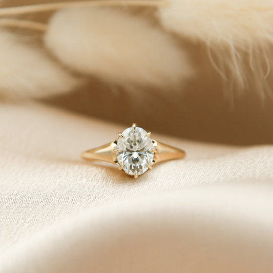 Solitaire Ring with 2.0 CT Oval Cut Moissanite