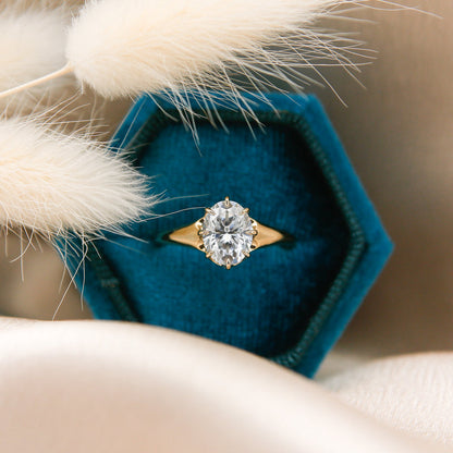 Solitaire Ring with 2.0 CT Oval Cut Moissanite