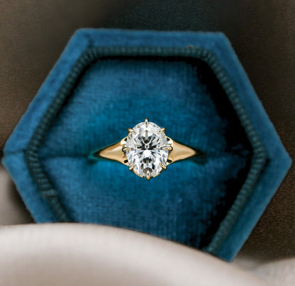 Solitaire Ring with 2.0 CT Oval Cut Moissanite