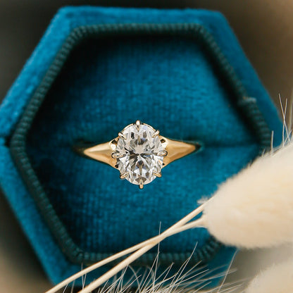 Solitaire Ring with 2.0 CT Oval Cut Moissanite