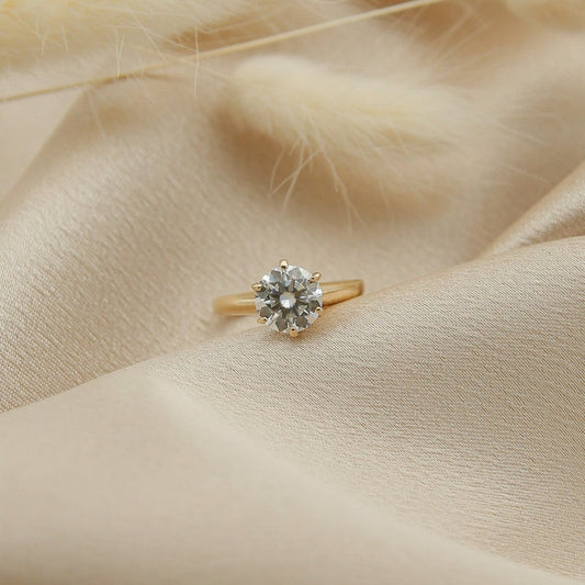 Solitaire Ring with 1.50 CT Round Cut Moissanite