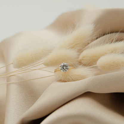 Solitaire Ring with 1.50 CT Round Cut Moissanite