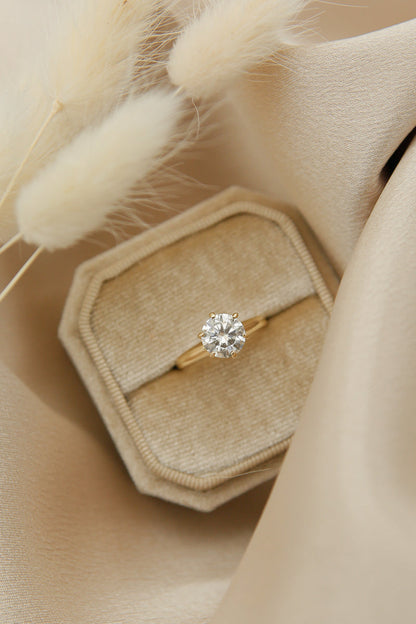 Solitaire Ring with 1.50 CT Round Cut Moissanite