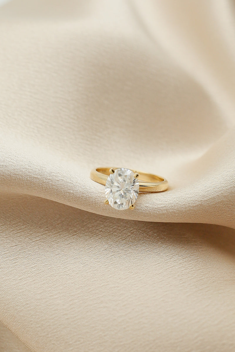Solitaire Ring with 3.0 CT Oval Cut Moissanite