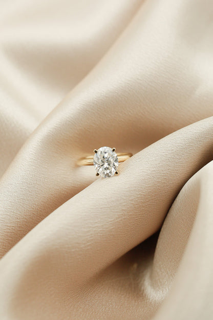 Solitaire Ring with 3.0 CT Oval Cut Moissanite