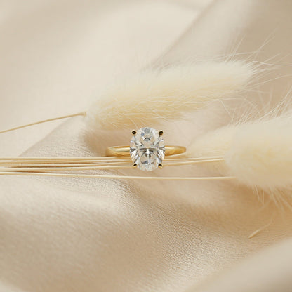 Solitaire Ring with 3.0 CT Oval Cut Moissanite