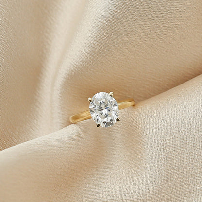 Solitaire Ring with 3.0 CT Oval Cut Moissanite